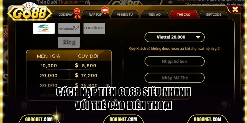 Giao dịch siêu nhanh chóng với thẻ cào